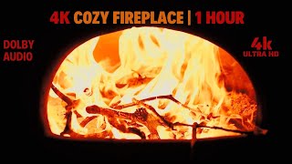 4K Cozy Fireplace  1 Hour [upl. by Masha]