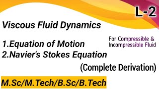 Equation of motion Navier Stokes Equation in Fluid Dynamics MSccompressible incompressiblefluid [upl. by Baerman]