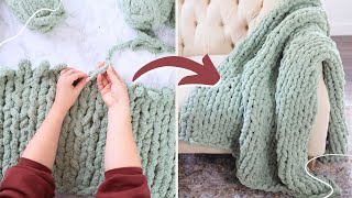 Make a Cozy Finger Knit Blanket in 3 Hours Actually Affordable [upl. by Gleich]