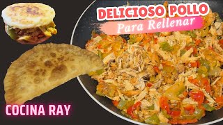 Delicioso y Jugoso Pollo para rellenar empanadas arepas y acompañar con pataconestostones [upl. by Ilamad932]