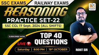 REASONING PS 22  SSC EXAM 2024  RAILWAY EXAM  REASONING BY ROHIT SIR radianmensa ssc railways [upl. by Aryad842]