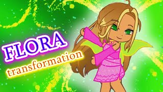 WINX Club  FLORA Magic winx Transformation in Gacha Club [upl. by Nimzaj]