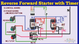 reverse forward starter with timer  reverse forward motor connection by timer [upl. by Oakman]