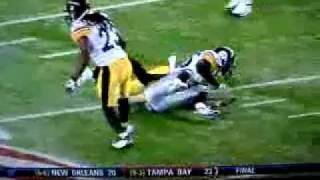 Wes Welker layed out by Steelers Ryan Clark [upl. by Aitnuahs]