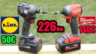 LIDL visseuse à chocs PARKSIDE PERFORMANCE 226 Nm brushless PDSSAP 20Li B3 VS MILWAUKEE M18FID20 [upl. by Litt]