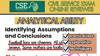 CIVIL SERVICE EXAM  Analytical Ability Identifying Assumption and Conclusion  CSE Online Reviewer [upl. by Adnilrem921]