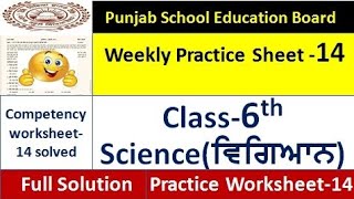 pseb 6th class science worksheet 14 test 2024 6th class science weekly practice sheet full solution [upl. by Audri]