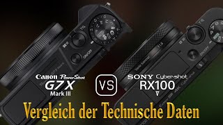 Canon PowerShot G7 X Mark III vs Sony Cybershot RX100 V Ein Vergleich der technischen Daten [upl. by Caasi357]