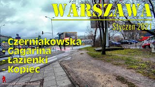 Warszawa  Bulwary  Czerniakowska  Łazienki  Kopiec  Gagarina  w kolorach styczniowej pandemii [upl. by Leumel]