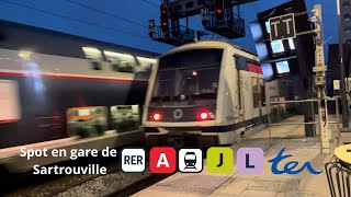 Spot en gare de Sartrouville  RER A Ligne J L et TER [upl. by Staw]