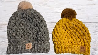 Comment faire un bonnet au point popcorn au crochet  tuto en pas à pas [upl. by Yraunaj]