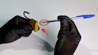 How to open a Lock  como abrir um cadeado usando uma caneta DIY [upl. by Eillam351]