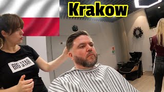 Lady Barber in Krakow Poland provides special service [upl. by Ttennaj325]