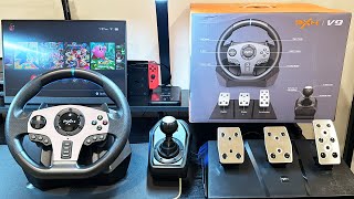 Unboxing and Setup PXNV9 Racing Wheel  Nintendo Switch  Gameplay [upl. by Kooima643]