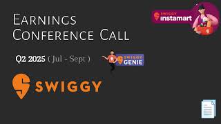 Swiggy LtdInstamart  Q2 2025  Earnings Conference Call [upl. by Kcirde207]