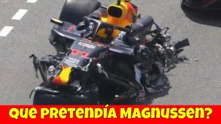 Checo Pérez esta bien El carnicero Magnussen se estrella con su Red Bull en el GP de Mónaco [upl. by Nerraf]