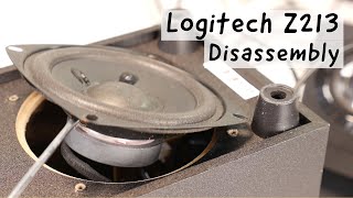 Logitech Z213 Speaker Disassembly  Woofer Excursion [upl. by Yllor]