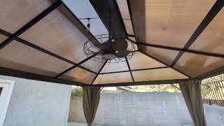 Outdoor Gazebo Fan w Dimmable Light and Memory Remote Plug In Wet Rated Outdoor Ceiling Fan Review [upl. by Gasser399]