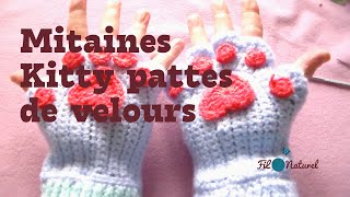 Tuto des mitaines Kitty pattes de velours au crochet [upl. by Arramas]