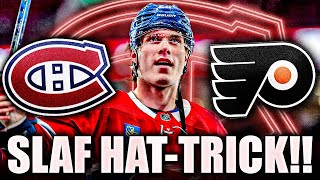 JURAJ SLAFKOVSKYS FIRST NHL HAT TRICK MONTREAL CANADIENS DESTROY THE PHILADELPHIA FLYERS 93 [upl. by Lleraj]