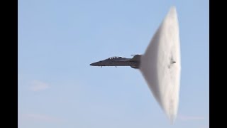 Navy FA18 Breaking The Sound Barrier Over Water [upl. by Alehtse26]