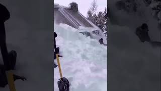 Have You Ever Seen A Guy Clear An Entire Barn Roof Of Snow With NO Shovel comedy nature [upl. by Cony]