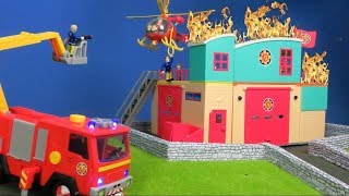 A fire truck extinguishes a fire station [upl. by Orteip123]