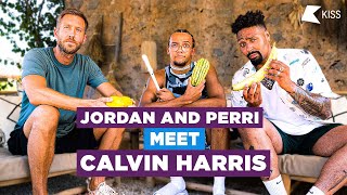 CALVIN HARRIS WANTS A COW Jordan and Perri interview Calvin Harris in Ibiza [upl. by Marybella382]