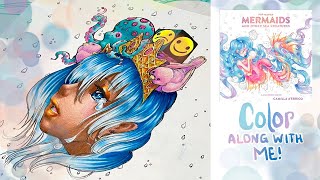 Adult Coloring  Camilla d’Errico Pop Manga Mermaids and Other Sea Creatures  Prismacolor Pencils [upl. by Alroy912]