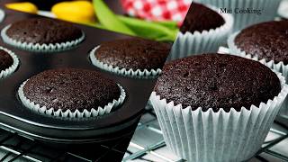 Moist chocolate cupcakes from cocoa powder easy homemade recipe [upl. by Ellicott]