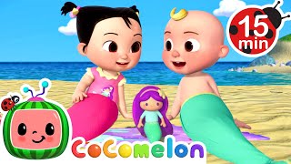 Ceces Mermaid Playdate on the Beach with JJ  CoComelon  Nursery Rhymes for Babies [upl. by Aikimat]