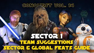 Hard Sector 1 Feats Guide  Conquest Vol 14 SWGOH [upl. by Kanya]