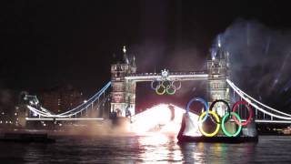 Fireworks at Tower Bridge  London 2012 Olympics opening ceremony [upl. by Kippie944]