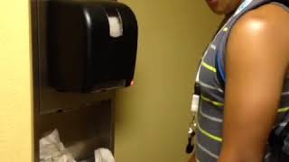 Guy Beatboxes to Paper Towel Dispenser [upl. by Berri151]