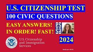 Citizenship Questions 2024 In Order 100 Civics Questions and Answers Fast Easy Answer [upl. by Suiluj]