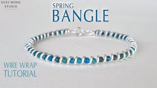 Spring Bangle Wire Wrap Tutorial Simple Bangle DIY Bracelet DIY Jewelry How to make [upl. by Davine337]