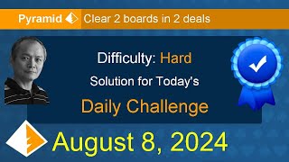 Microsoft Solitaire Collection Pyramid  Hard  August 8 2024 [upl. by Siram]