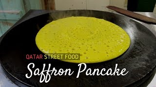 Saffron Pancake Chebab in Souq Waqif  Qatar Street Food [upl. by Yelsa]