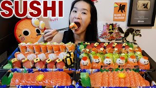 Massive Sushi Feast Salmon Sashimi Sushi Rolls Tuna Nigiri  Japanese Food Seafood Mukbang Asmr [upl. by Mikeb678]