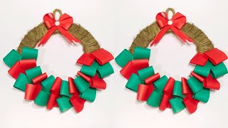 Diy simple and unique christmas wreath ideas  christmas wreath from paper  christmas decoration [upl. by Aremahs45]