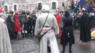 Medieval reenactors battle in Vyborg castle Russia [upl. by Alejna]