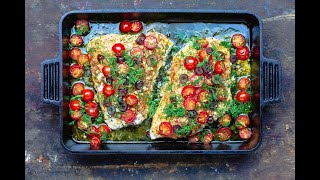 Mediterranean Style Baked Grouper with Tomatoes and Olives Recipe [upl. by Eirased577]