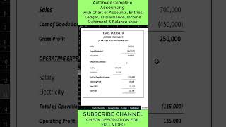 Automate Accounting Ledger Trial Balance Income Statement Balance Sheet in Excel English shorts [upl. by Boj237]