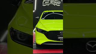 ✅wrap yellow fluorescent de Hexis mazda mazda3 lordwrapper wrapping glow neon fosfo [upl. by Akkina529]