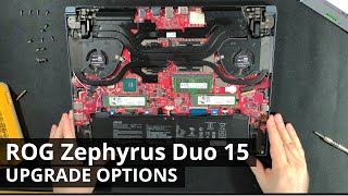 ASUS ROG Zephyrus Duo 15 GX550 DISASSEMBLY and UPGRADE OPTIONS Storage Thermal Paste [upl. by Ruthe]