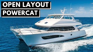 36M Horizon PC60 Luxury Power Catamaran Open Layout Yacht Tour Cruising Liveaboard Boat [upl. by Aztilay686]