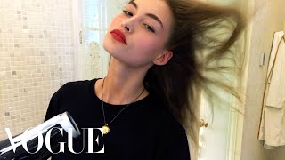 Grace Elizabeth’s Easy ModelOnDuty Makeup  Beauty Secrets  Vogue [upl. by Ityak]