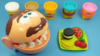 Mr PlayDoh eats fruits and cookies PlayDoh dentist toy [upl. by Nylisoj]