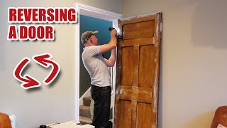 Rehanging door to open the other way  door restoration project part 2 [upl. by Dierolf6]