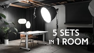 5 YOUTUBE FILMING SETS IN 1 ROOM  Our MultiFunctional Home Studio Breakdown [upl. by Beata]